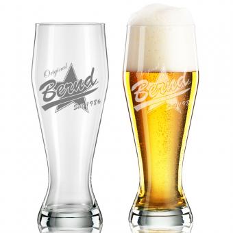 Graviertes Weißbierglas/  Weizenbierglas 500 ml B-a-Star 