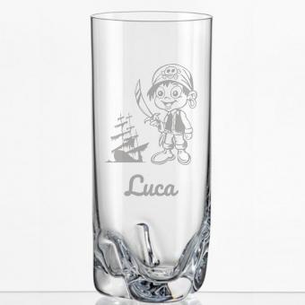 Saftglas mit Piratenmotiv und Namen personalisiert 