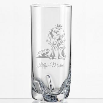 Saftglas mit Prinzessinnen-Motiv und Namen personalisiert 