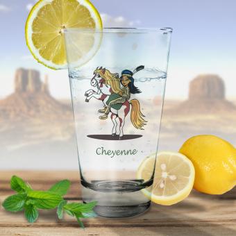 Individuelles Trink-/Saftglas für Kinder Indianerin mit Namen 