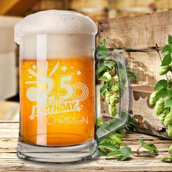 Gravierter Bierkrug zum Geburtstag mit Alter und Wunschnamen 