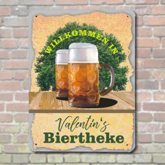 Persönliches Blechschild mit Namen bedrucken Biertheke Größe 20 x 30 cm