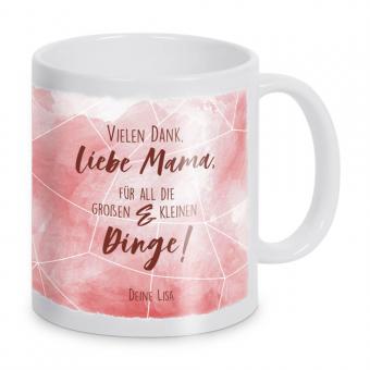 Personalisierte Tasse Vielen Dank mit Namen bedruckt 