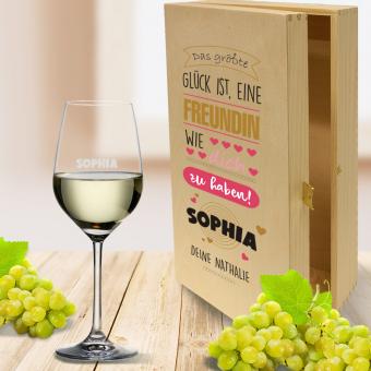 Individuell bedrucktes Wein Geschenkset für die beste Freundin ohne Wein