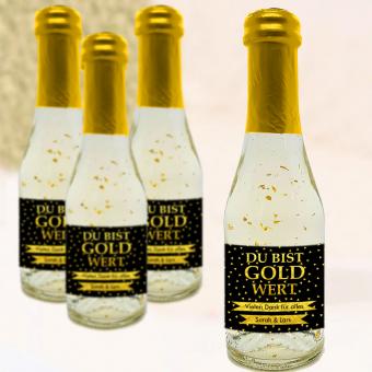 Sekt-Geschenk Piccolo "Du bist Gold wert" mit eigenem Text 