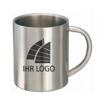 Edelstahl-Tasse / Edelstahlbecher mit Logo / eigenem Design mit Gravur