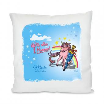 Kinder Einhorn Kissen als Geschenk zur Einschulung 