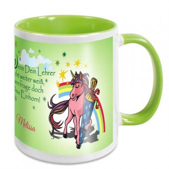 Einhorn Tasse zum Schulanfang mit eigenem Namen 