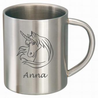 individuelle Edelstahl-Tasse Einhorn 