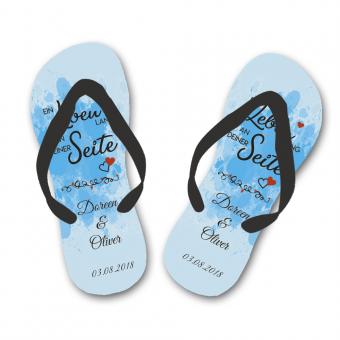 Paar Flip Flops mit Ein Leben lang ... mit Namen - blau 35-40