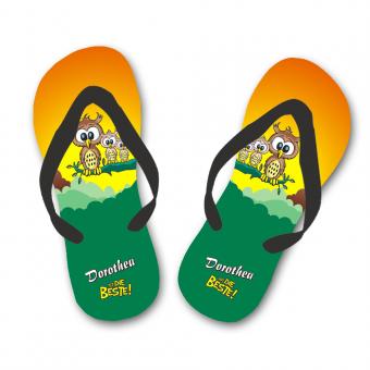 Flip Flops Eule mit Namen personalisiert 30-34