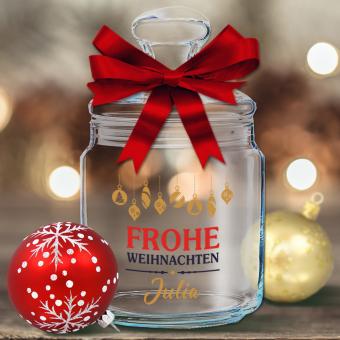 Bedrucktes Keksglas / Bonbonglas "Frohe Weihnachten" 