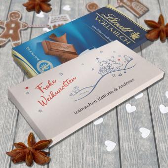 Bedruckte Lindt Schokolade als Geschenk zu Weihnachten (100 g) 