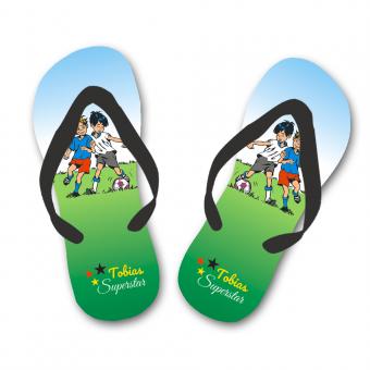 Individuell bedruckte Flip Flops Fußball mit Namen 