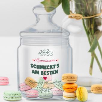 Individuell bedrucktes Keksglas /Bonbonglas zur Hochzeit mit Wunschtext 