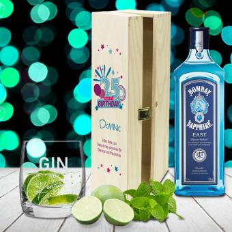 GIN Geschenk-Set zum Geburtstag mit Namen und Text individuell bedruckt inkl. GIN Flasche