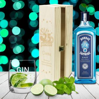 Graviertes GIN Geschenk-Set zum Geburtstag mit Namen und Wunschtext inkl. GIN Flasche