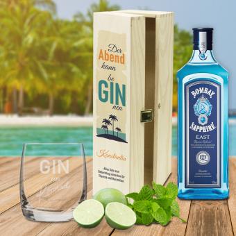 GIN Geschenk-Set mit Namen und Wunschtext bedruckt inkl. GIN Flasche