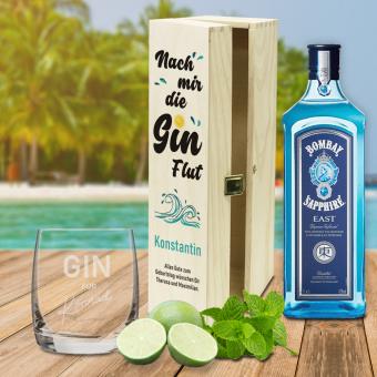 Personalisiertes GIN Geschenk Set - Nach mir die GIN Flut - mit Namen inkl. GIN Flasche