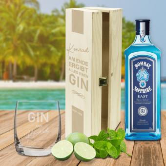 GIN Geschenk Set "Am Ende ergibt alles einen Gin" mit Namen graviert inkl. GIN Flasche