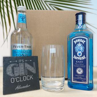 GIN Tonic Geschenkbox mit personalisiertem Untersetzer 