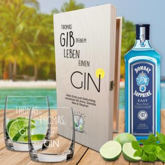 GIN Geschenkset - Gib deinem Leben einen Gin - mit individuellem Druck 