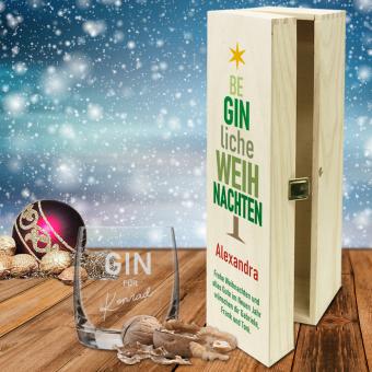 BeGINliches Weihnachts-Geschenk-Set mit Namen und Text bedruckt ohne GIN Flasche