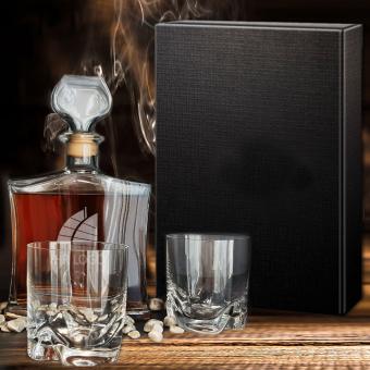 Whisky Geschenk-Set mit LOGO für Mitarbeiter/Kunden Gravur auf der Karaffe