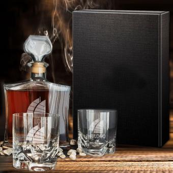 Whisky Geschenk-Set mit LOGO für Mitarbeiter/Kunden Gravur auf Karaffe und Gläsern