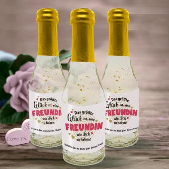 Piccolo Sektflasche für die beste Freundin mit individuell bedruckten Etikett 