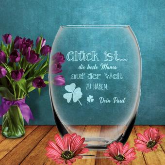 Schicke Vase individuell graviert "Glück ist" 