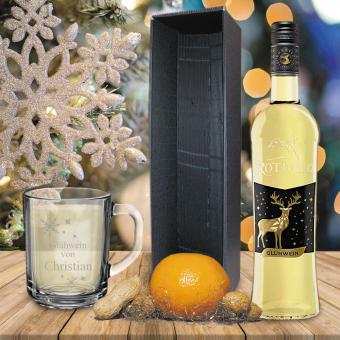 Individuelles Glühwein-Geschenk-Set mit Wunschnamen mit weißem Glühwein