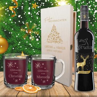 Exklusives Geschenk-Set für Glühweinliebhaber mit rotem Glühwein