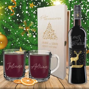 Edles Geschenk-Set für Genießer eines lieblichen Glühweines mit rotem Glühwein