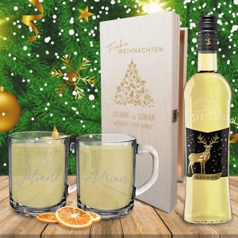 Edles Geschenk-Set für Genießer eines lieblichen Glühweines mit weißem Glühwein