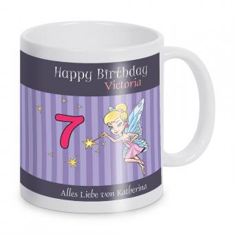 Fantasievolle Tasse - Mädchen Geburtstag mit Namen und Text 