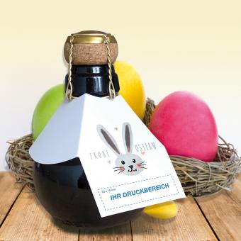 Kleinste Sektflasche der Welt mit Osterhasen-Flaschenanhänger individuell bedrucken 