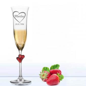 Stölzle L Amour Sekt Glas mit Motiv  - Heartbeat 