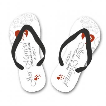Flip Flops Hochzeit mit Namen und Datum bedrucken 