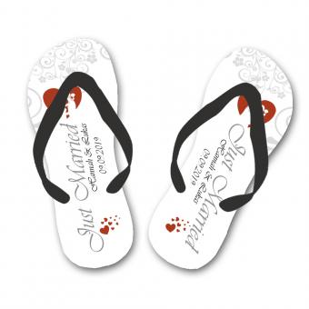 Flip Flops Hochzeit mit Namen und Datum bedrucken 35-40