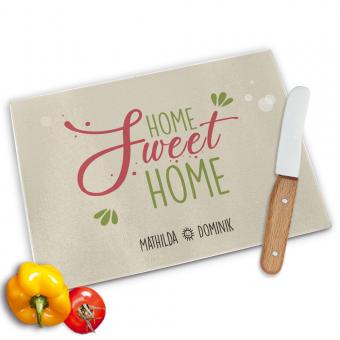 Schneidebrett bedruckt mit Namen Home sweet Home 