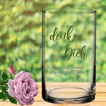 "Ich denke an Dich" Vase mit deinem persönlichem Gruß bedruckt 