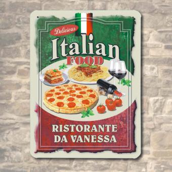 Blechschild Ristorante mit Namen bedrucken Größe 20 x 30 cm