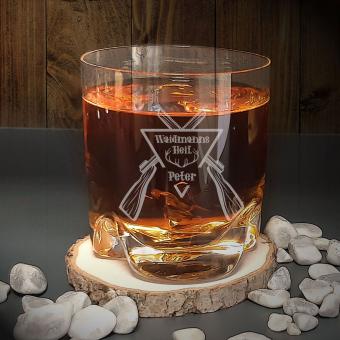 graviertes Whiskyglas für Jäger mit Name und Spruch 