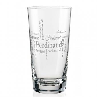 Longdrinkglas mit Namen in verschiedenen Schriftarten von Leonardo 