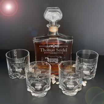 Whiskykaraffe mit Gravur 4 Gläser
