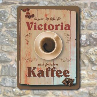 Blechschild Vintage Kaffee mit Namen bedrucken Größe 30 x 40 cm