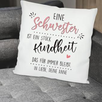 Kissen mit Spruch und Namen für deine Schwester 