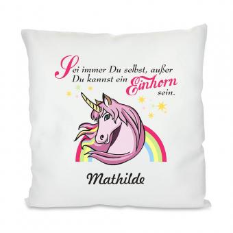 Unicorn Kissen mit Spruch und Namen 