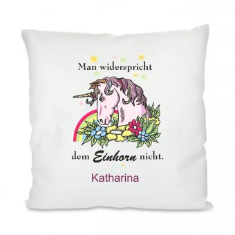 Unicorn Kissen mit Deinem Namen 